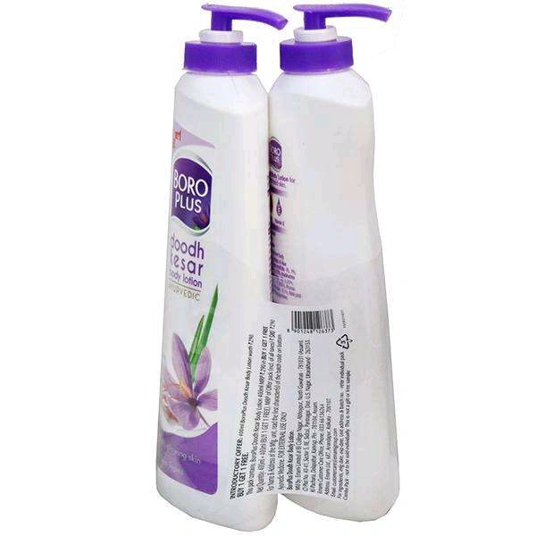 Boro plus Doodh Kesar Body Lotion Ayurvedic Vitamin E Soft Glowing Skin Buy 1 Get 1 Free - 300 Ml