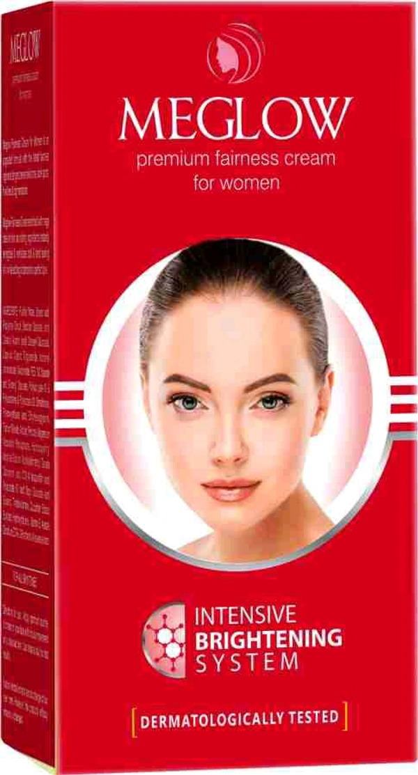 Meglow Skin Brightening Cream For Women Intensive Brightening System Dermatologically Tested - 50 GM