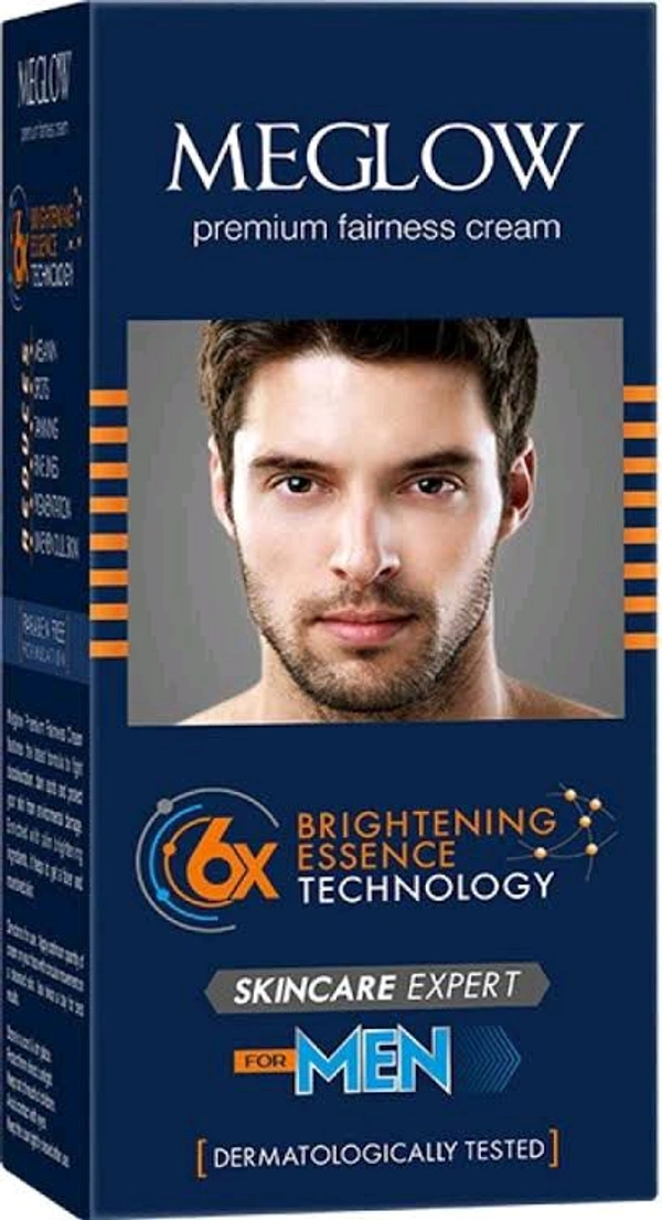 Meglow Skin Brightening Cream 6x Brightening Essence Technology Skincare Expert For Men Dermatologically Tested - 50 GM