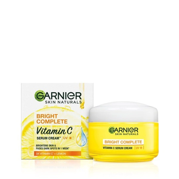 Garnier Skin Naturals Bright Compete Vitamin C Serum Cream /UV Brightens Skin & Fades Dark Spots In 1 Week 3x Vitamin C+ Lemon - 45 GM