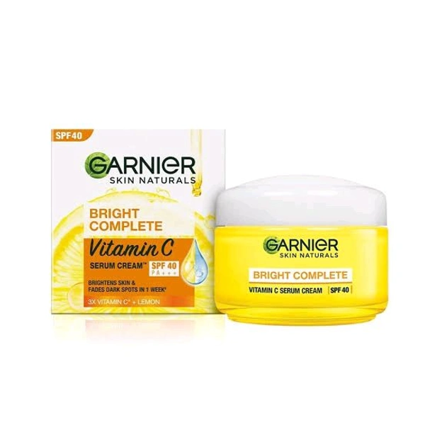 Garnier Skin Naturals Bright Compete Vitamin C Serum Cream Spf 40 Pa++ Spot- Less, Bright Skin In1 Week 3x Vitamin C+ Lemon - 45 GM