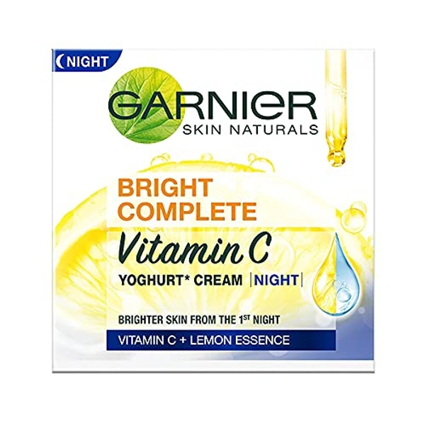 Garnier Skin Naturals Bright Compete Vitamin C Youhurt Cream Night Brighter Skin From The 1st Night Vitamin C+ Lemon Essence - 40 GM