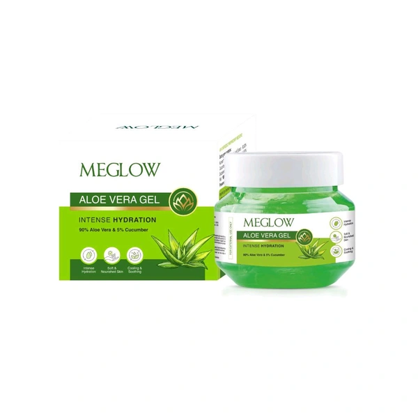 Meglow Aloe Vera Gel Intende Hydration 90% Aloe Vera & 5% Cucumber - 100 GM