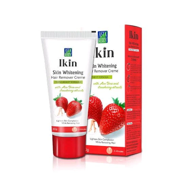 Ikin Asta Berry Ikin Skin Whitening Hair Removal Creme Triple Benefit Formula With Aloe Vera And Strawberry Extracts - 60 GM