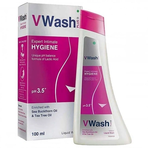 VWash Expert Intimate Hygiene Unique PH Balance Formula Of Lactic PH3.5 Enriched With Sea Buckthorn Oil & Tea Tree Oil - 100 Ml