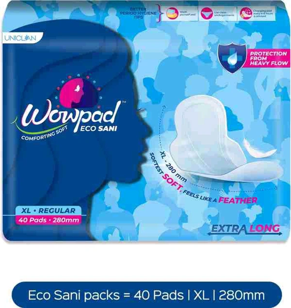 Wowpad Ecosani Comforting Soft XL Regular 40 Pads.280mm - 40 Pads