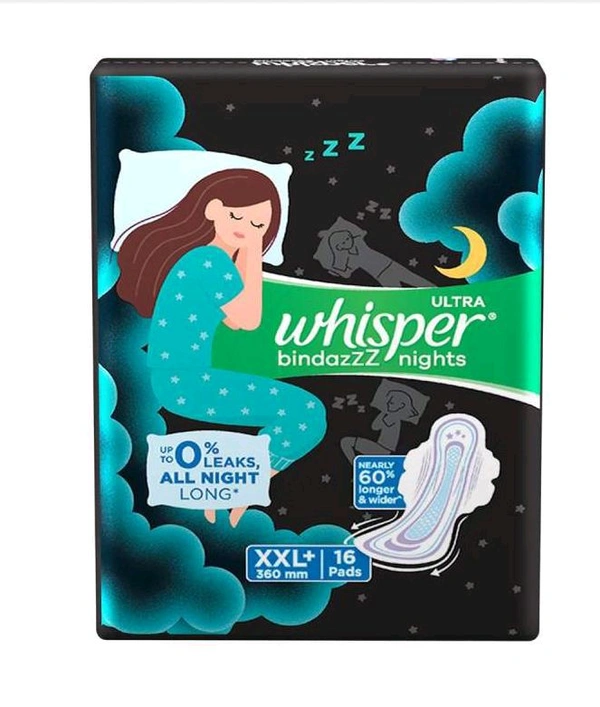Ultra Whisper Bindazzz Night UP To 0% Leaks All Night Long XXL 16 Pads 360mm - 16 Pads