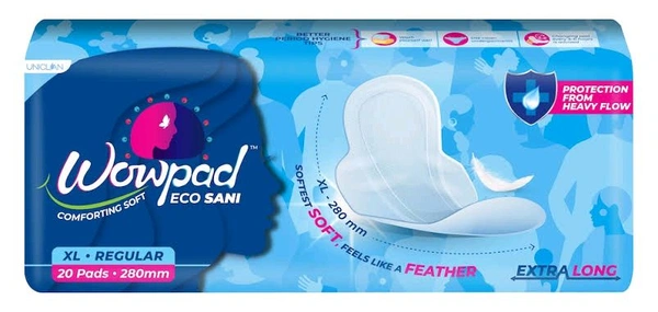 Wowpad Ecosani Comforting Soft XL Regular 40 Pads.280mm - 20 Pads