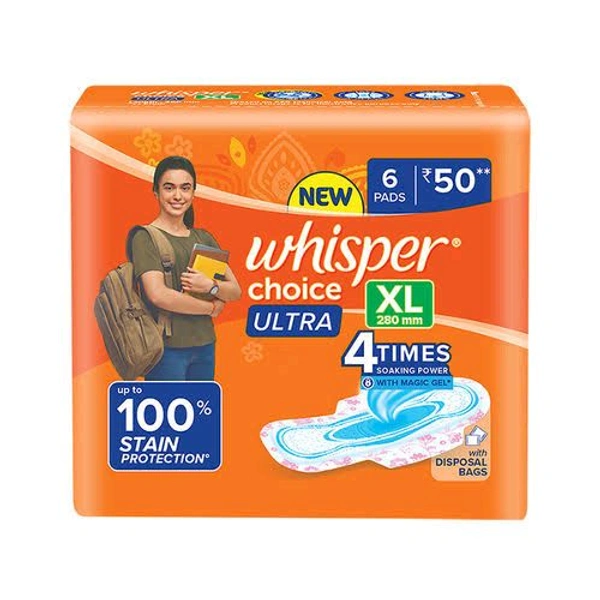 Whisper Choice Ultra Up To 100% Stain Protection  - 6 Pads