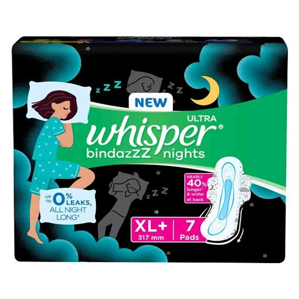 Whisper Ultra Night Up To 0% Leaks All Night Long Buy 2 Get 1 Free - 15 Pads (XL)  - 7 Pads