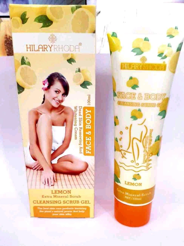 Hilaryrhoda Lemon  Extra mineral Scrub Cleansing Scrub Gel Dead Skin Removing And Whitening Cream Face & Body  - 100 Ml