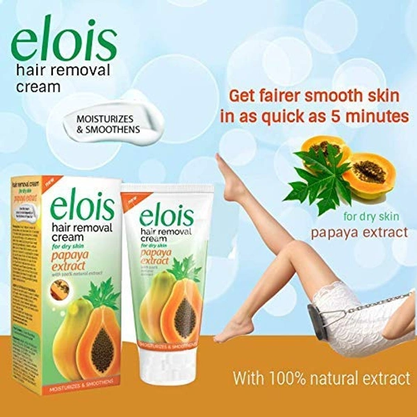 Elois Hair Removal Cream For Dry Skin Papaya Extract With 100% Natural Extract Mosturizes & Smoothens - 25 GM