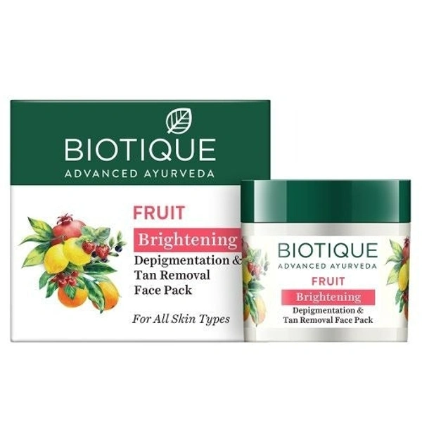 Biotique Advanced Ayurveda Fruit Brightening Tan Removal Face Pack All Skin Types - 75 GM