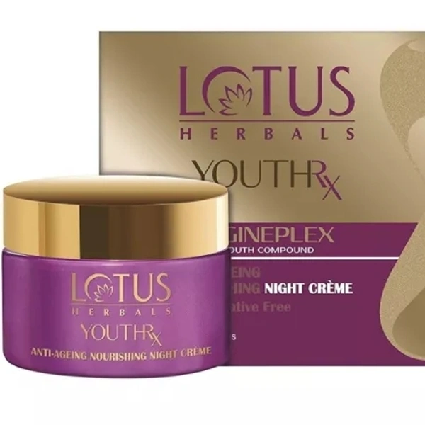 Lotus Herbals Youthrx Gineplex Youth Compound Anti Ageing Nourishing Night Creme Preservative Free - 50 GM