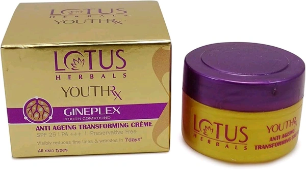 Lotus Herbals Youthrx Gineplex Youth Compound Anti Ageing Transforming Creme Spf 25 - 10 GM