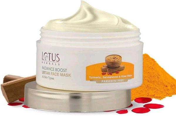 Lotus Herbals Radiance Boost Ubtan Face Mask Clarifes And Smoothens Skin Turmeric, Sandalwood & Rose Water - 100 GM