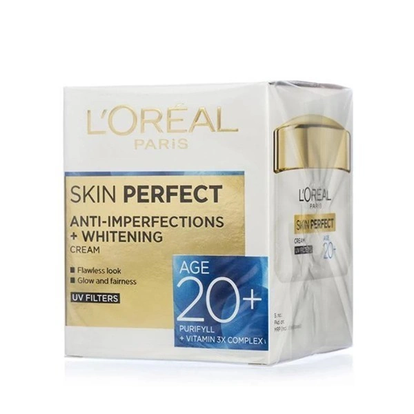 Loreal Paris Skin Perfect Anti- Imperfections + Whitening Cream Age 20 + Purifyll ( Vitamin 3x Complex - 50 GM