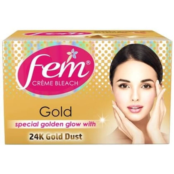 Fem Salon Professional Creme Bleach Gold Special Golden Glow 24k Gold Dust - 8 GM