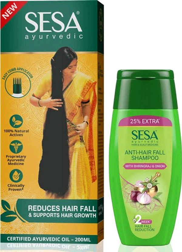 Sesa Ayurvedic Reduces  Hair Fall & Supports Hair Growth Certified Ayurvedic Oil (Free Sesa Ayurvedic Shampoo 100 ml) 1 - 200 Ml