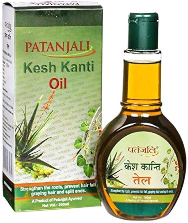 Patanjali Kesh Kanti Tel Strengthen The Hair Roots, Prevents Hair Fall Graying Hair & Split Ends - 300 Ml