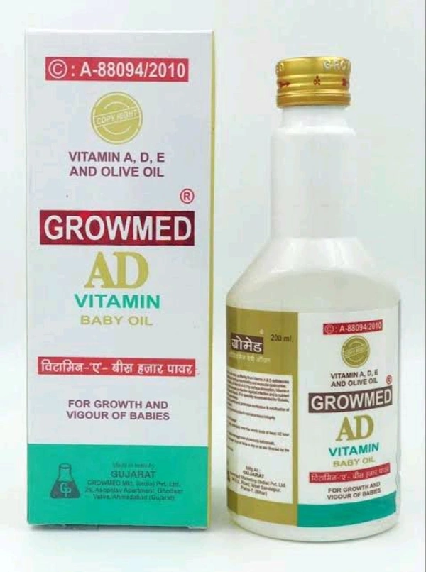 Growmed Gromred AD Vitamin Baby Oil For Growth And Vigour Of Nabies - 200 Ml