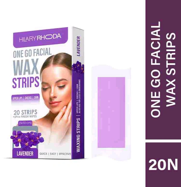 Hilary Rhoda Facial Wax Strips Upper Lips Cheeks Chin Lavender 20 Strips  - 20