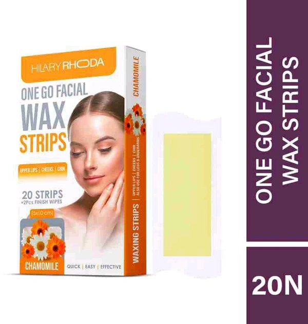Hilary Rhoda Facial Wax Strips Upper Lips Cheeks Chin Chamomile 20 Strips - 20