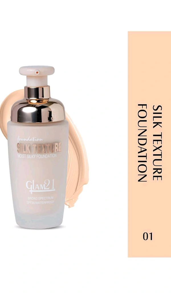 Glam21 silk foundation Texture Oil Control Sile Foundation Broad Spectrum SPF 35 Waterproof Glam21( No.F6505) - 50 GM, 01