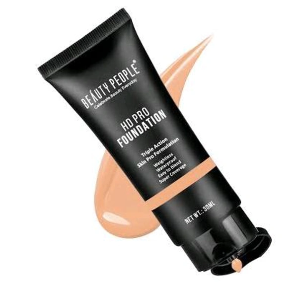 Beauty People Celebrate Beauty Everyday HD Pro Foundation Triple Action Skin Pro Formulation Weightless Waterproof Easy To Blend Super Coverage  - 30 Ml, 03