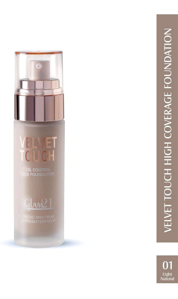 Glam21 Velvet Touch And Oil Control Silk Foundation Glam21 Broad Spectrum Spf35/Waterproof ( F6519) - 50 GM, 01