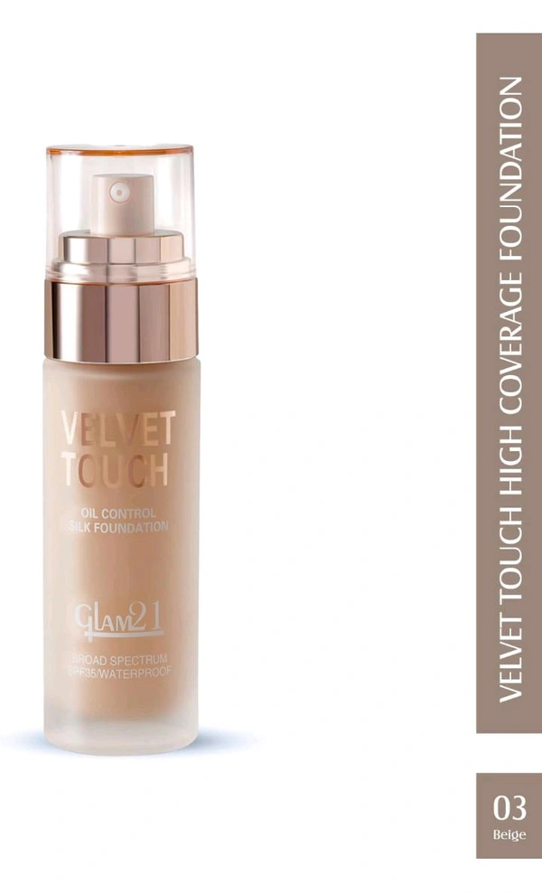 Glam21 Velvet Touch And Oil Control Silk Foundation Glam21 Broad Spectrum Spf35/Waterproof ( F6519) - 50 GM, 03