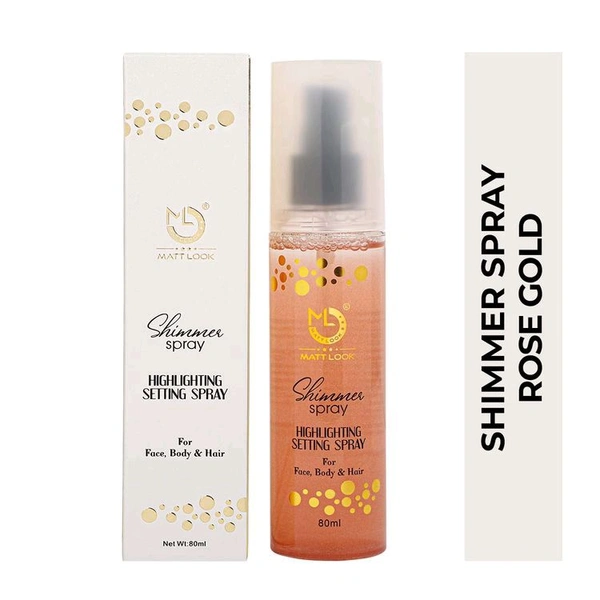 Mattlook Shimmer Spray Highlighting Setting Spray For Face ,Body & Hair Gold  - 80 Ml, 03