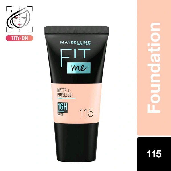 Fit Me  Maybelline New York Fit Me Matte+Poreless 16 H Oil Control Spf 22 ( 115 Foundation ) - 18 Ml, 115