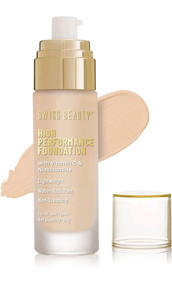Swiss Beauty High Performance Foundation With Vitamin C & Niacinamide Lightweight Water -Resistant Non-creasing( White Ivory) - 55 GM, 03