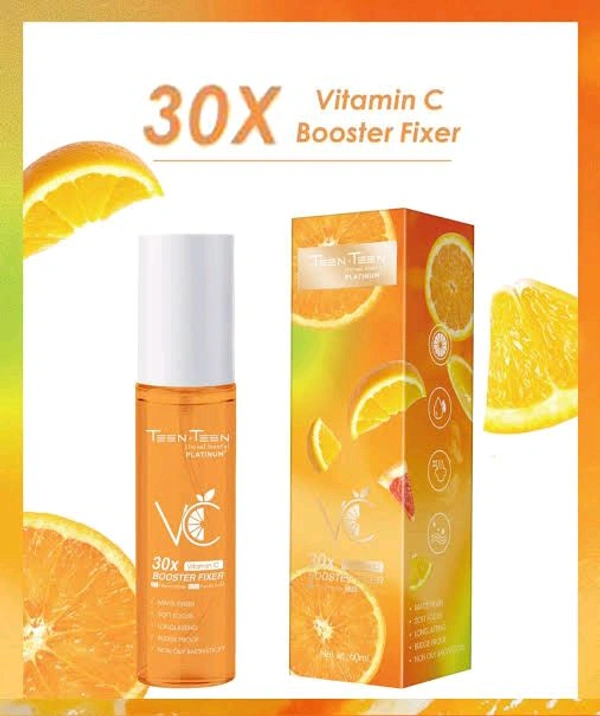 Teen Teen Eternal Beauty Platinum 30x Vitamin C Booster Fixer 5% Niacinamide 0.5% Ferulic Acid Matte Finish, Soft Focus, Long-lasting,Budge Proof,Non Oily & Non-sticky - 60 GM