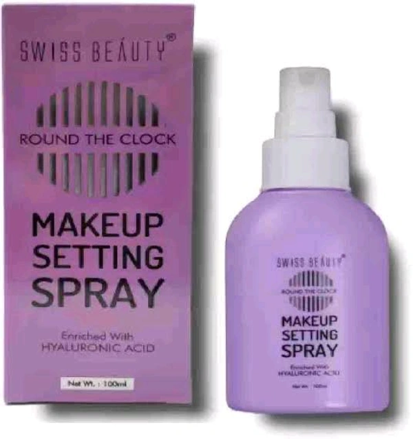 Swiss Beauty  Round The Clock Makeup Setting Spray Enriched With Hyaluronic Acid  - 100 Ml