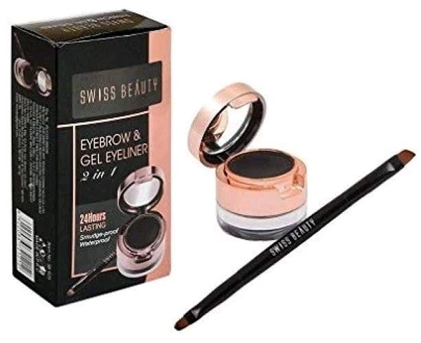 Swiss Beauty  Eyebrow & Gel Eyeliner 2 In 1 24Hours Lasting Smudge-proof Waterproof  - 3.4 GM