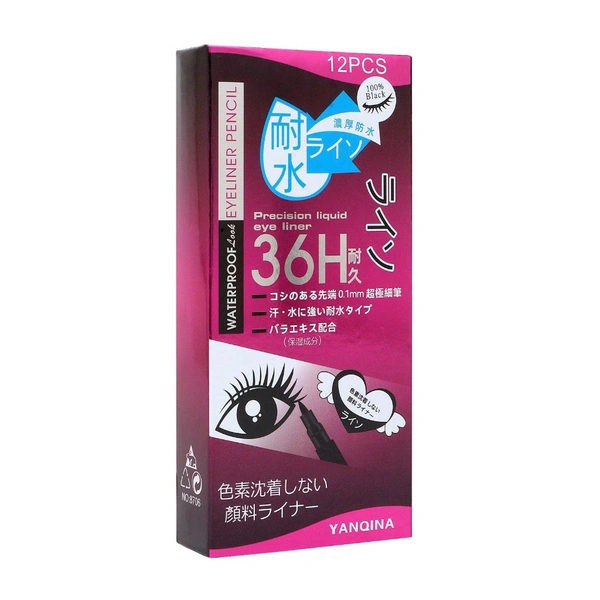 36H Yanqina Precision Liquid Eyeliner 36H Waterproof Look Eyeliner Pencil Yanqina No.8706   - 2.5 GM X 12 PCS