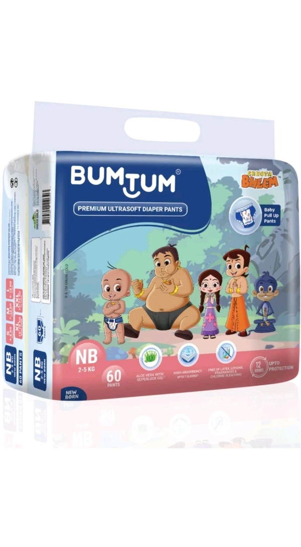 Bumtum  Premium Ultrasoft Dipers Pants Chhota Bheem  - New Born 60 Pants