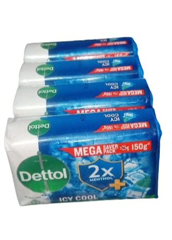 Dettol Icy Cool Mega Removes 99.9% Body Odour Causing Germs 2x Menthit - 1 Pack 4x150 GM