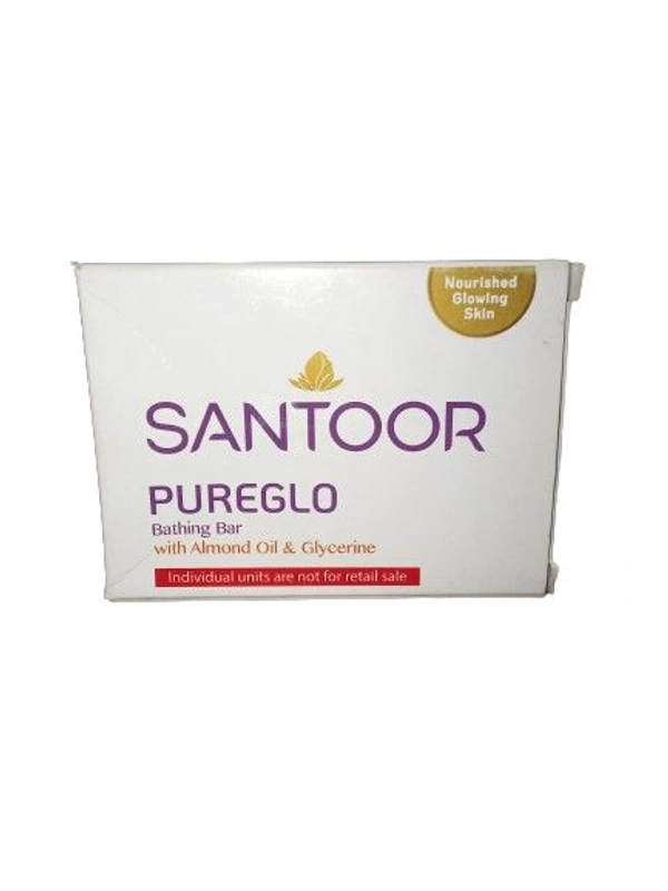Santoor Pureglo Bathing Bar With Almond Oil & Glycering Individual Units Are Not For Retail Sale Nourished Glow Skin - 75 GM