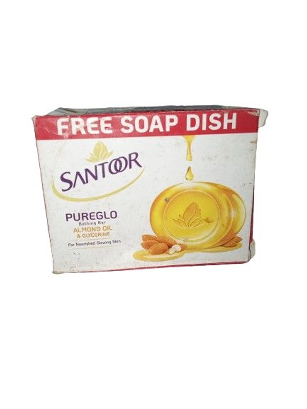 Santoor Pureglo Bathing Bar  Almond Oil & Glycering For Nourished Glowing Skin  - 50 GM
