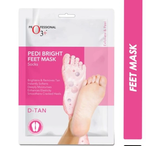 O3+ Professional O3+ Pedi Bright Feet Mask Socks Beightens & Removes Tan Instantly Softens Deeply Moisturises Enhances Elasticity Smoothens Cracked Heels D- Ten - 40 GM