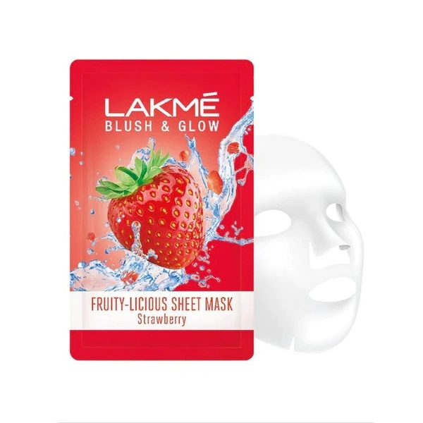 Lakme Blush & Glow Fruity - Licious Sheet Mask Strawberry Blast  - 1 Unit / 25 Ml