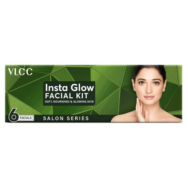 Vlcc Insta Glow Facial Kit Soft Nourished & Glowing Skin 6 facials Salon Series - 240 GM +12ml