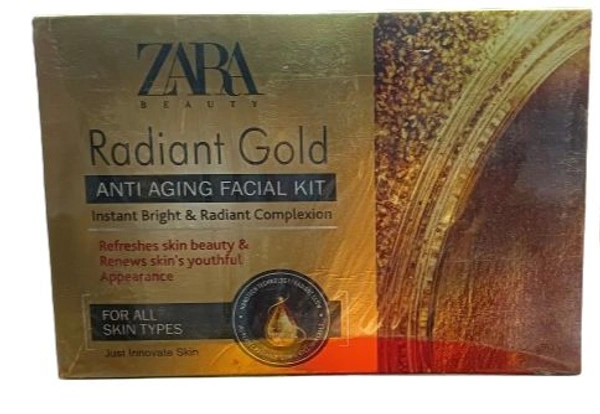 ZARA Zara Beauty Radiant Gold Anti Aging Facial Kit Instant Bright & Radiant Complexion Refreshes Skin Beauty &Renews Skin's Youthful Appearance - 600ml