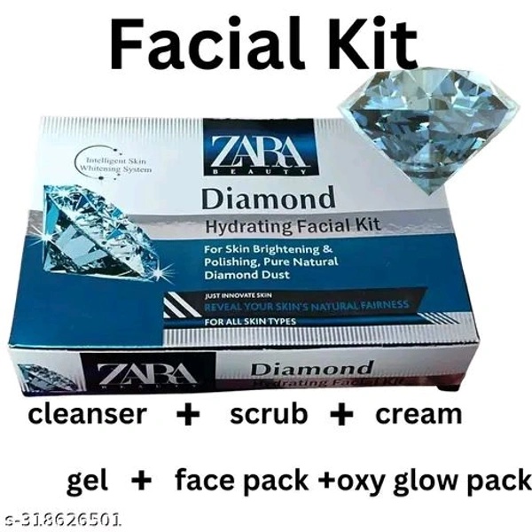 ZARA Zara Beauty Diamond Intelligent Skin Whitening System Hydrating Facial Kit For Skin Brightening & Polishing,Pure Natural Diamond Dust Just Innovate Skin Reveal Your Skin's Natural Fairness - 600 GM