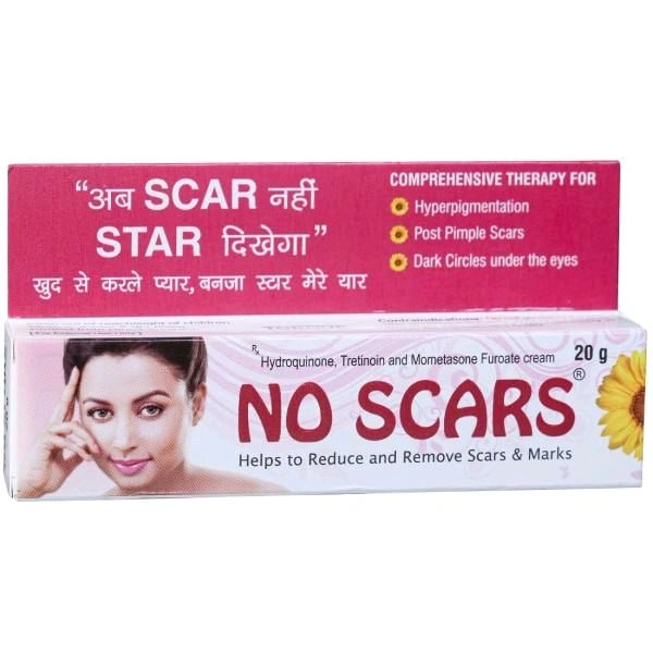 No Scars Hydroquinone, Tretinoin & Mometasone Furote Cream No Scars Helps To Reduce And Remove Scars & Marks Cream  - 20 GM