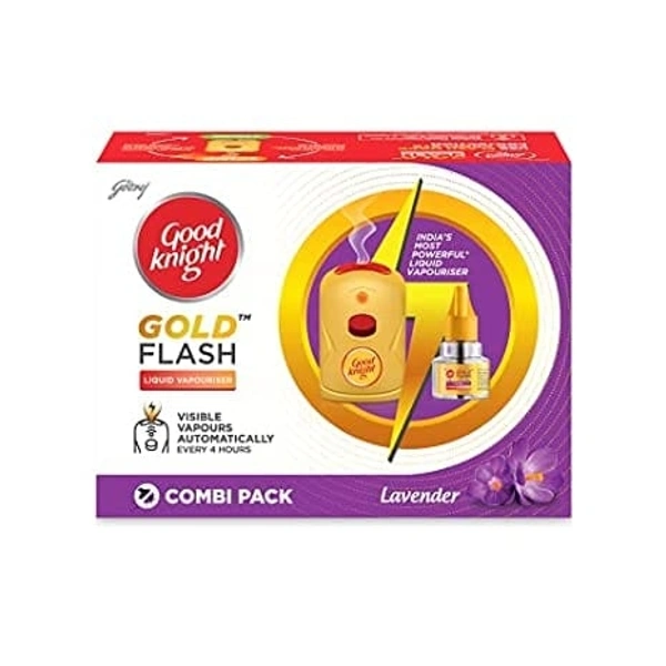 Godrej  Good Knight Gold Flash Liquid Vapouriser Visible Vapours Automatically Every 4 Hours Combi Pack Laender - 45 Ml