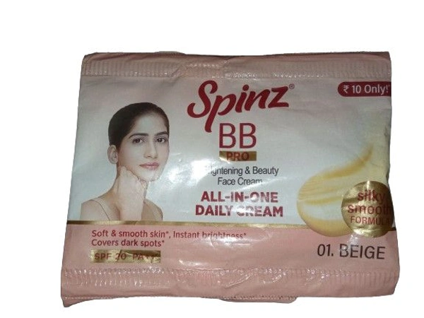 Spinz Bb Pro Brightening & Beauty Face Cream All -in-one Daily Cream Silky Smooth Formula  - 4 GM
